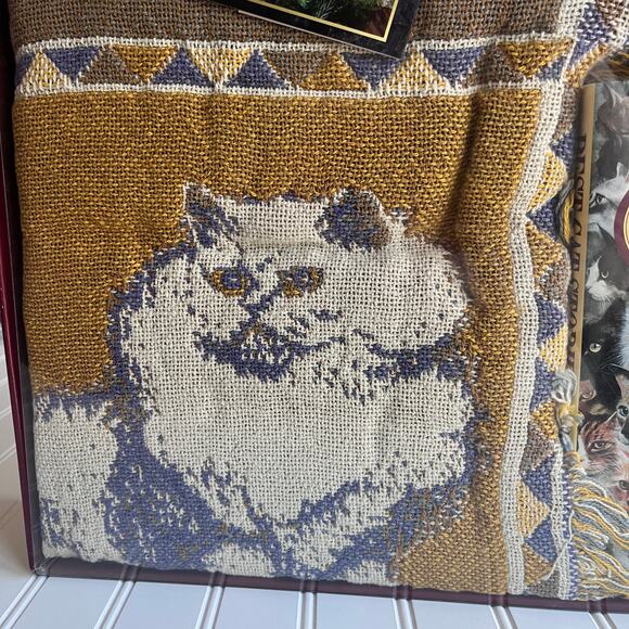 90's Colorful Cats II Gift Set - Cat Tapestry Throw Blanket Afghan The Rug Barn - Picture 4 of 10